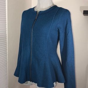 Alfani Peplum Blazer Jacket Urban Teal
